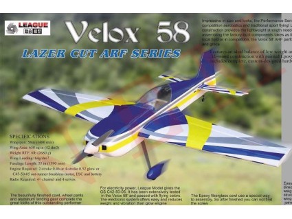 League RC Velox 58 ARF Plane 1.458mm Wingspan