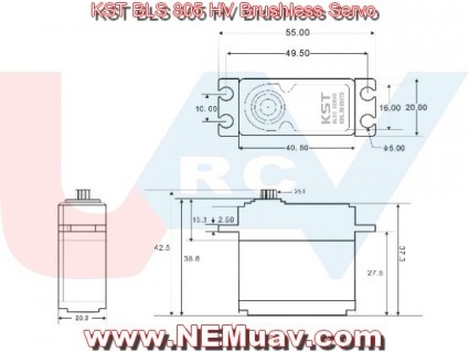 KST BLS805X Digital HV Metal Gear Servo -7.5kg-0.039sec