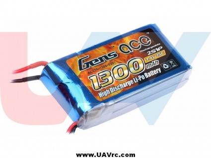 Gens ace 1300mAh 7.4V 25C 2S1P Lipo Battery Pack