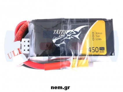Tattu 450mAh 2S 75C 7.4V Lipo Battery Pack with XT30 Plug