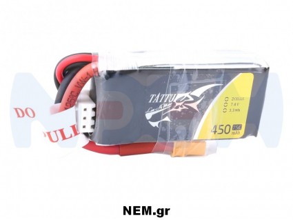 Tattu 450mAh 2S 75C 7.4V Lipo Battery Pack with XT30 Plug