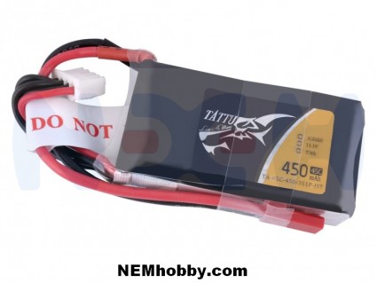 Tattu 450mAh 3S1P 45C 11.1V Lipo Battery Pack With JST Tattu 450mAh 3S1P 45C 11.1V Lipo Battery Pack With JST