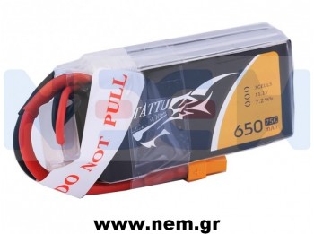 Tattu 650mAh 3S1P 75C 11.1V Lipo Battery Pack with XT30 plug