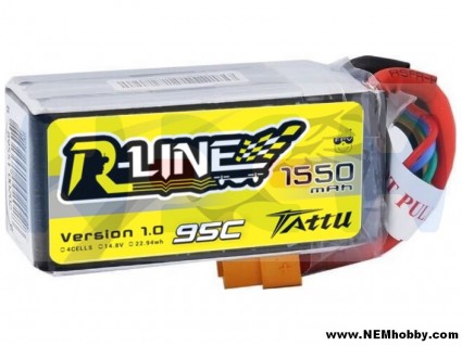 Tattu R-Line 1550mAh 95C 4S1P Lipo Battery Pack with XT60 Plug for FPV Racing Drone