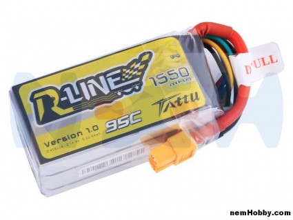 Tattu R-Line 1550mAh 95C 4S1P Lipo Battery Pack with XT60 Plug for FPV Racing Drone