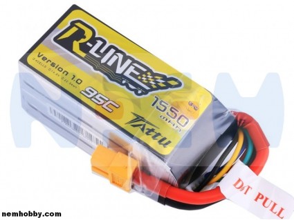 Tattu R-Line 1550mAh 95C 4S1P Lipo Battery Pack with XT60 Plug for FPV Racing Drone