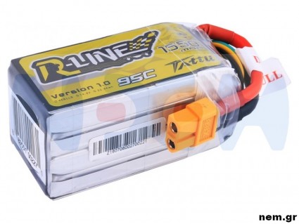 Tattu R-Line 1550mAh 95C 4S1P Lipo Battery Pack with XT60 Plug for FPV Racing Drone