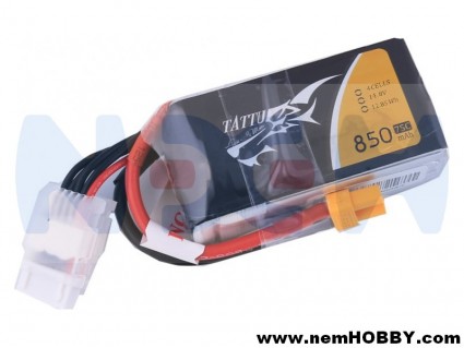 Tattu 850mAh 14.8V 75C 4S1P Lipo Battery Pack with XT60
