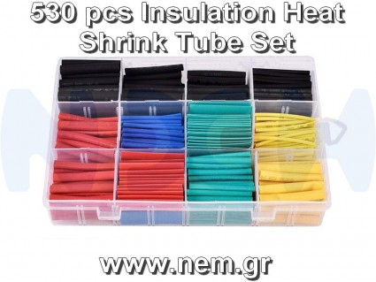 Shrink Heat Tube Kit 530 pcs -Combo Set for DIY -Many Sizes