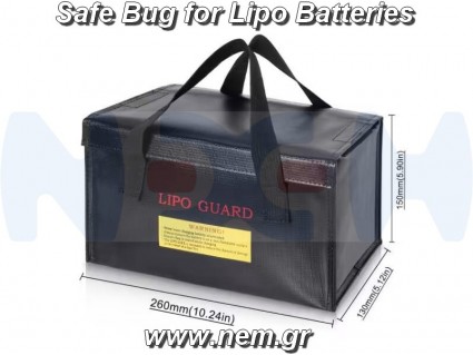 Li-PO Battery Safe Bag 260x130x150mm -Black