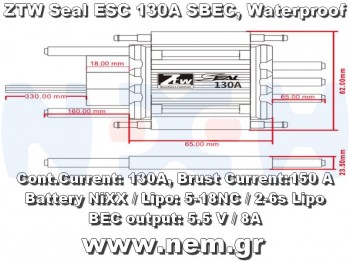 ZTW Seal 130A Brushless ESC Waterproof All Metal Case for RC Jet, Boat Model ZTW Seal 130A Brushless ESC Waterproof All Metal Case for RC Jet, Boat Model