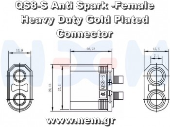 QS8-S Heavy Duty Battery Gold Connector, Anti Spark with cases -Black QS8-S Heavy Duty Battery Gold Connector, Anti Spark with cases -Black