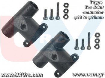 Tee Joint 16 to 10mm diameter Tube Connector x2pcs -Plastic