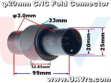Folding Mechanism for Round Tubes 20mm-25mm -Black Matte Anodized