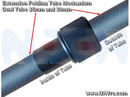 Folding Mechanism for Round Tubes 25mm -Black Matte Anodized