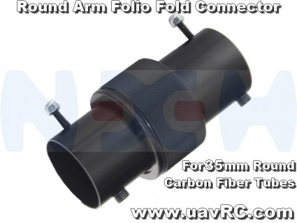 Folding Mechanism for Round Tubes 40mm -Black Matte Anodized
