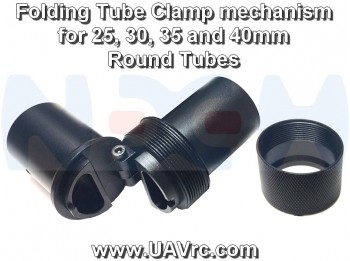 Folding Mechanism for Round Tubes 30mm -Black Matte Anodized