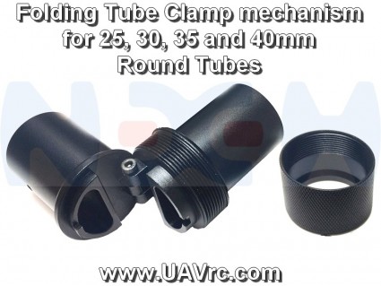 Folding Mechanism for Round Tubes 40mm -Black Matte Anodized