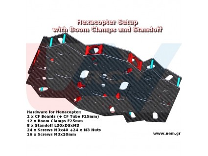 CNC Aluminum 25mm Boom Clamps -Black/Red Color