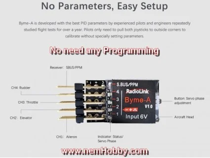 Radiolink Byme-D Stabilisator Flugsteuerung für Delta Wing, SU27, F22 Papierflugzeuge, Anfänger-Fernbedienung, integrierter Kreisel 3D Fly