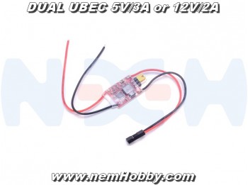 DUAL BEC 5V-3A, 12V-2A, 2-6s Lipo