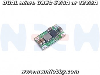 Regulator DUAL micro UBEC 5V-3A or 12V-2A, 2-6S Lipo
