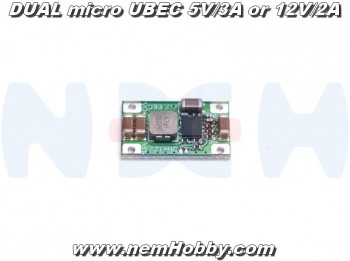 Regulator DUAL micro UBEC 5V-3A or 12V-2A, 2-6S Lipo Regulator DUAL micro UBEC 5V-3A or 12V-2A, 2-6S Lipo