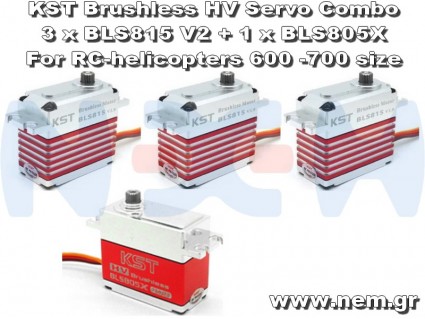 KST Servo Deal Brushless HV 3x BLS 815 V2 Swashplate, 1x BLS 805X Tail KST Servo Deal Brushless HV 3x BLS 815 V2 Swashplate, 1x BLS 805X Tail
