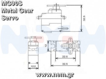 MG90S Metal Gear Servo 2.4kg-cm.0.08sec, 180 Degrees -for Robot, Planes, Cars, Boat models
