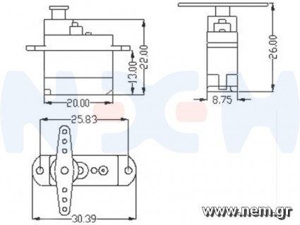 Micro Digital Servo 3.7g, Torque 0.80kg-cm, Speed 0.09sec