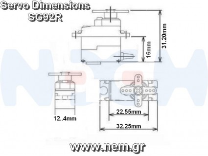 SG92R Mini Servo 9g, 2.5kg-cm, 0.10sec for RC Models, Robots