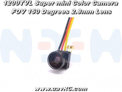 FPV Mini Color Camera 1200TVL, 2.8mm Lens, 150 Degrees FPV Mini Color Camera 1200TVL, 2.8mm Lens, 150 Degrees