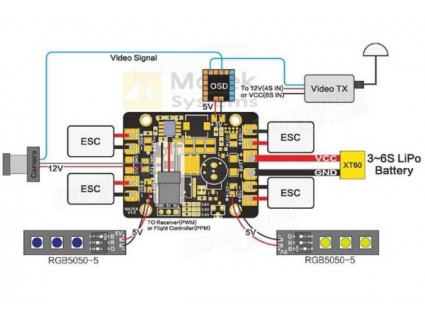 Matek LED and Power Hub 5 in 1 Lipo 2-6s