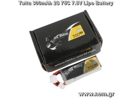 Tattu 300mAh 2S 75C 7.6V Lipo Battery with JST-PHR Plug