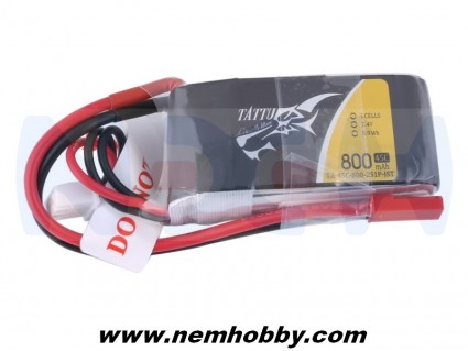 Tattu 800mAh 2S1P 45C 7.4V Lipo Battery Pack with JST-SYP Plug