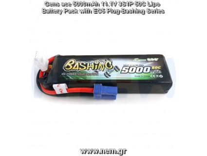 Gens ace 5000mAh 11.1V 3S1P 50C Lipo Battery Pack with EC5 Plug-Bashing Series Gens ace 5000mAh 11.1V 3S1P 50C Lipo Battery Pack with EC5 Plug-Bashing Series