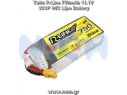 Tattu R-Line 750mAh 11.1V 3S1P 95C Lipo Battery with XT30 Plug