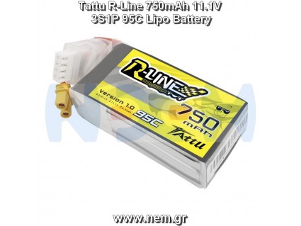 Tattu R-Line 750mAh 11.1V 3S1P 95C Lipo Battery with XT30 Plug