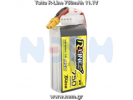 Tattu R-Line 750mAh 11.1V 3S1P 95C Lipo Battery with XT30 Plug