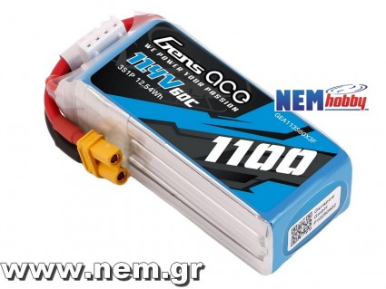 Gens ace 1100mAh 3S 60C 11.4V(HV) Lipo Battery | XT30 Plug | Heli