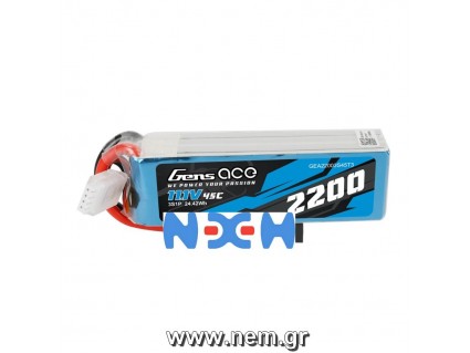 Gens ace 2200mAh 11.1V 45C 3S1P Lipo Battery Pack with EC3/XT60/T-plug