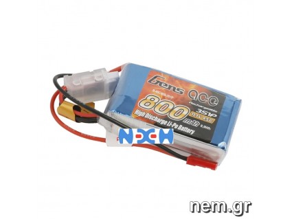 Gens ace Lipo 800mAh 11.1V 45C 3S1P Lipo Battery Pack Gens ace Lipo 800mAh 11.1V 45C 3S1P Lipo Battery Pack