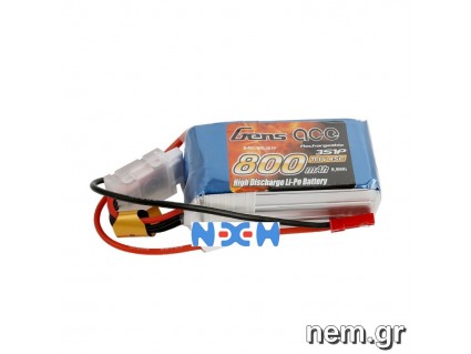 Gens ace Lipo 800mAh 11.1V 45C 3S1P Lipo Battery Pack Gens ace Lipo 800mAh 11.1V 45C 3S1P Lipo Battery Pack