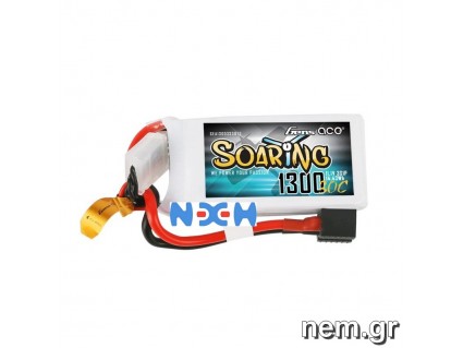 Gens ace Soaring 1300mAh 11.1V 30C 3S1P Lipo Battery Pack with EC3/XT60/T-plug