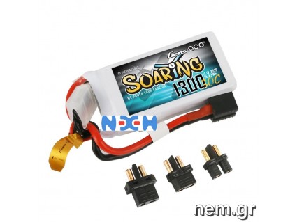 Gens ace Soaring 1300mAh 11.1V 30C 3S1P Lipo Battery Pack with EC3/XT60/T-plug