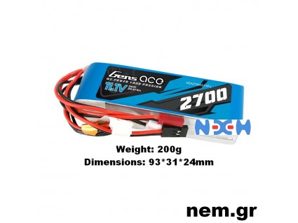 Gens ace 2700mAh 11.1V TX 3S1P Lipo Battery pack with Futaba/JST-XHR/JST-SYP