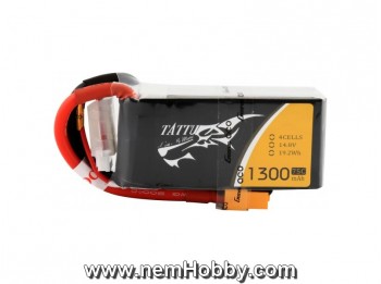 Tattu 1300mAh 14.8V 75C 4S1P Lipo Battery Pack with XT60