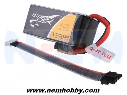TATTU 1550mAh 14.8V 75C 4S1P Lipo Battery Pack with XT60 & Detachable Balance Cable