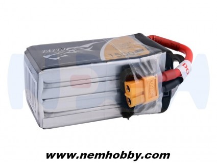 TATTU 1550mAh 14.8V 75C 4S1P Lipo Battery Pack with XT60 & Detachable Balance Cable