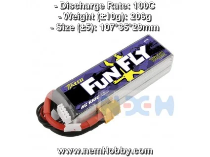 Gens Ace Tattu 450mAh 14.8V 75C 4S1P Akkumulátor | RC-Klub